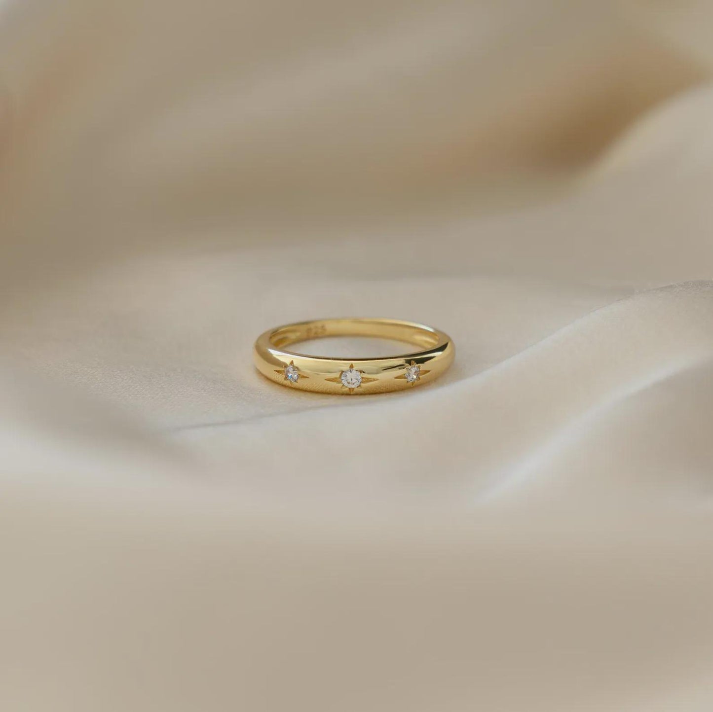 Three Diamond Star Ring