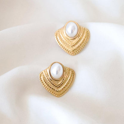 Triangle Shaped Pearl Earring