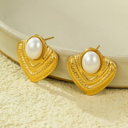 Triangle Shaped Pearl Earring