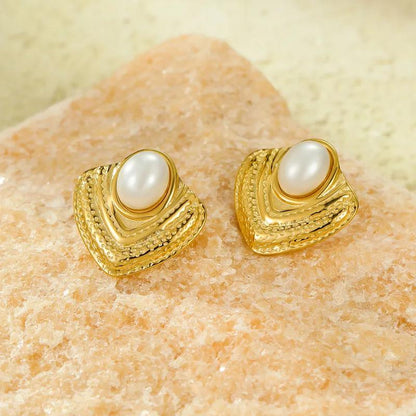 Triangle Shaped Pearl Earring