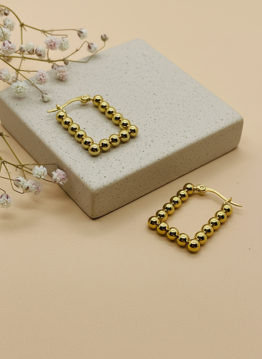 Rectangle Beaded Hoops