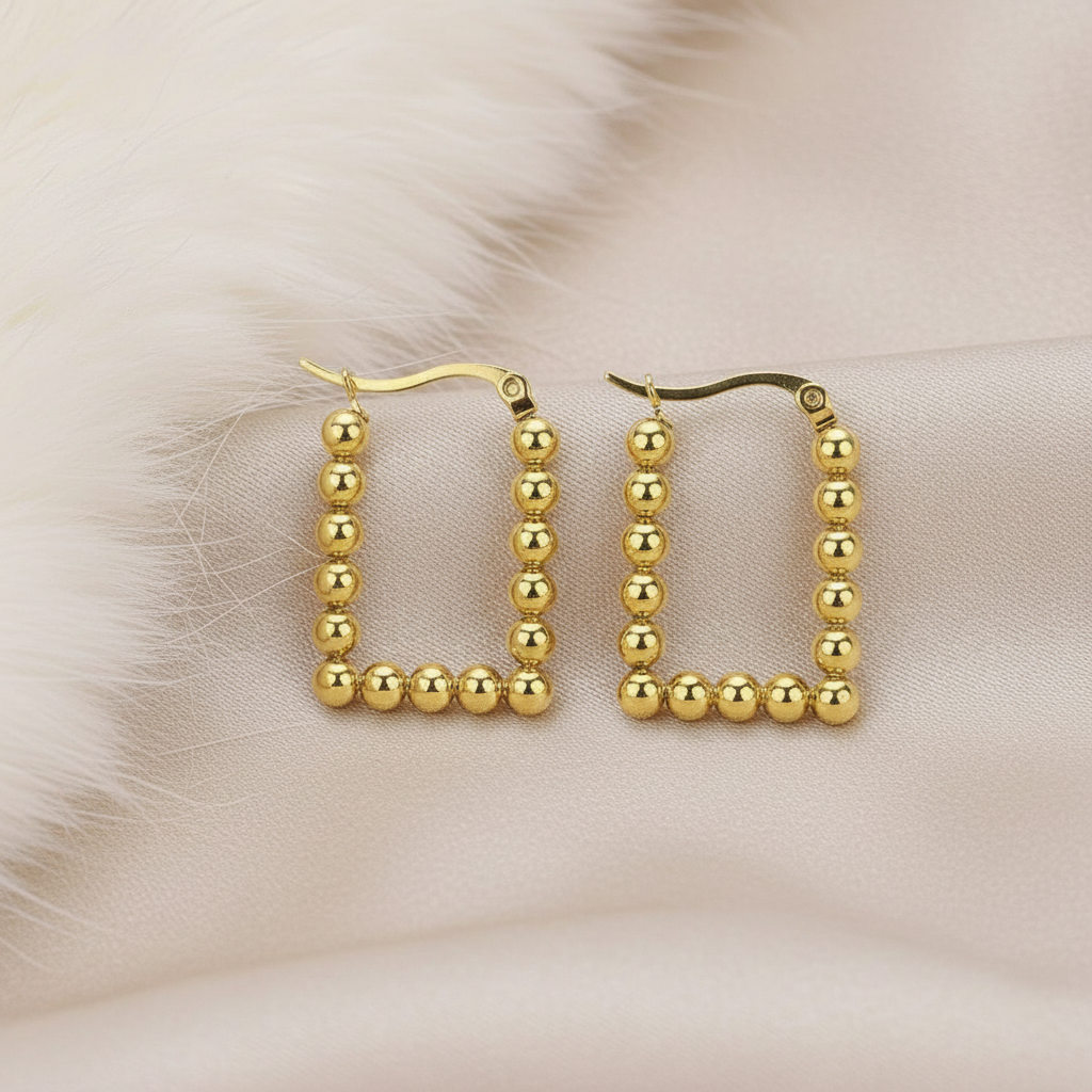 Rectangle Beaded Hoops