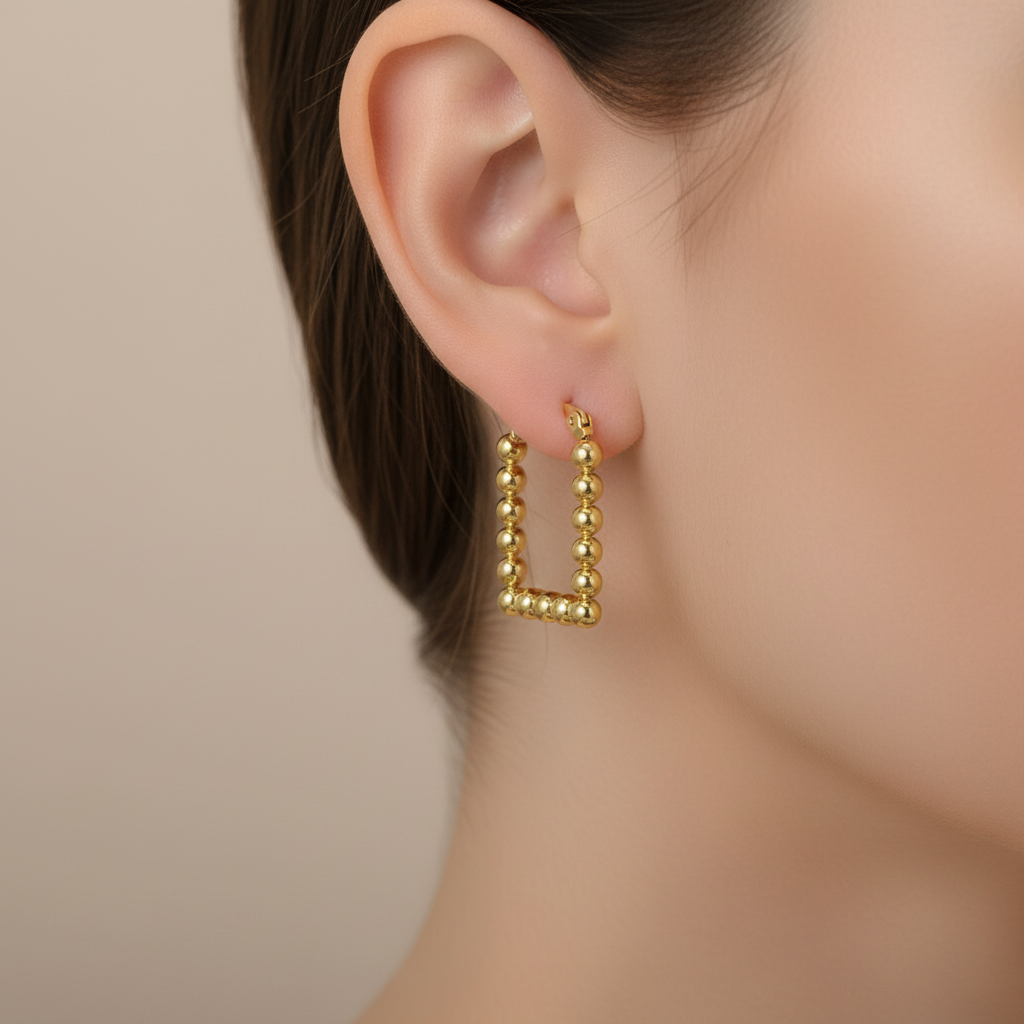 Rectangle Beaded Hoops