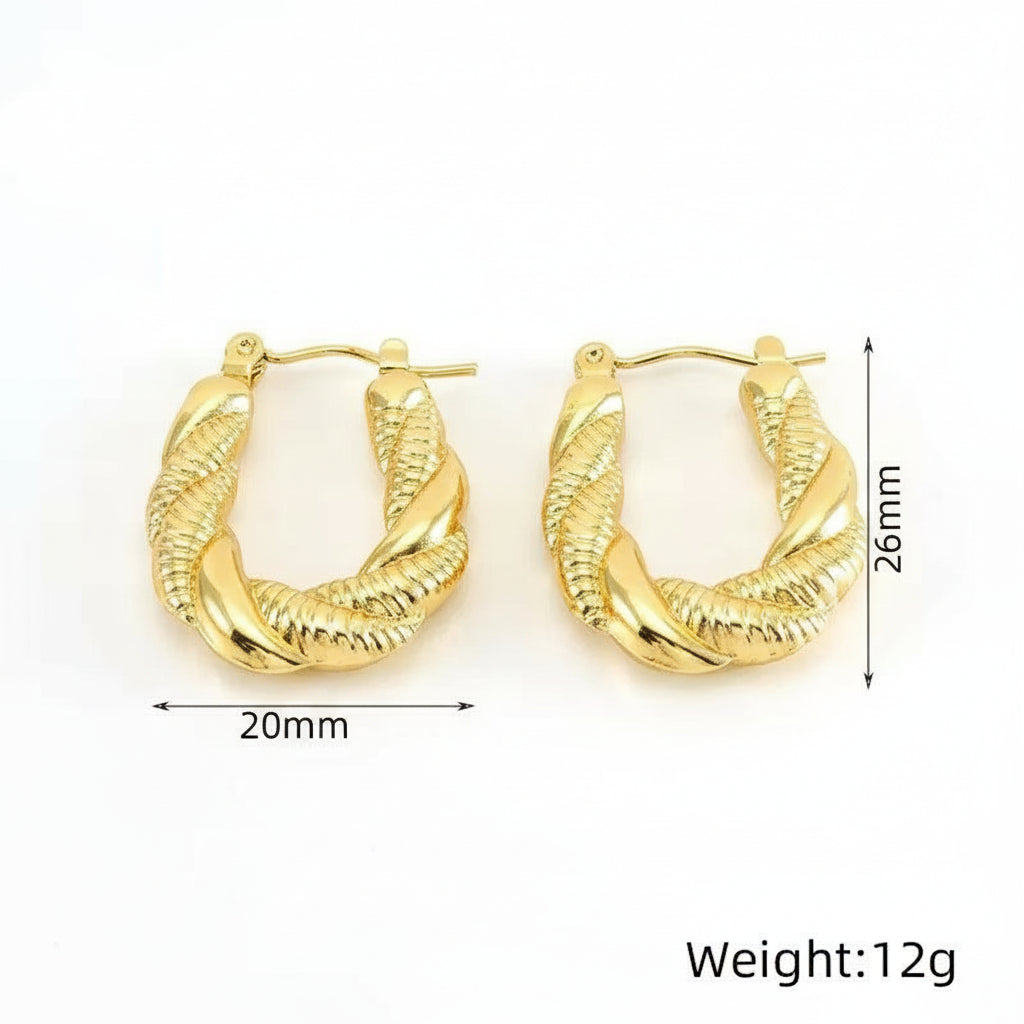 U Shaped Twisted Hoops