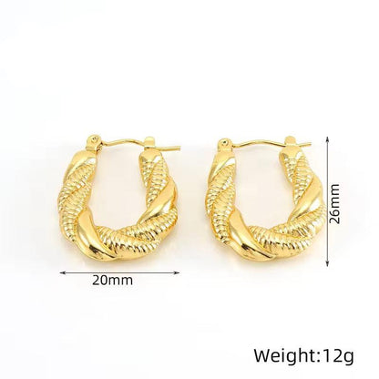 U Shaped Twisted Hoop Earring