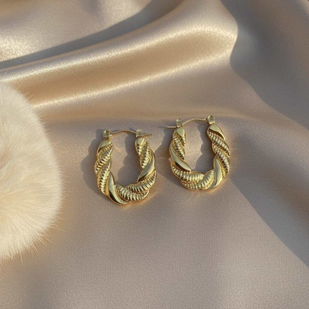 U Shaped Twisted Hoops