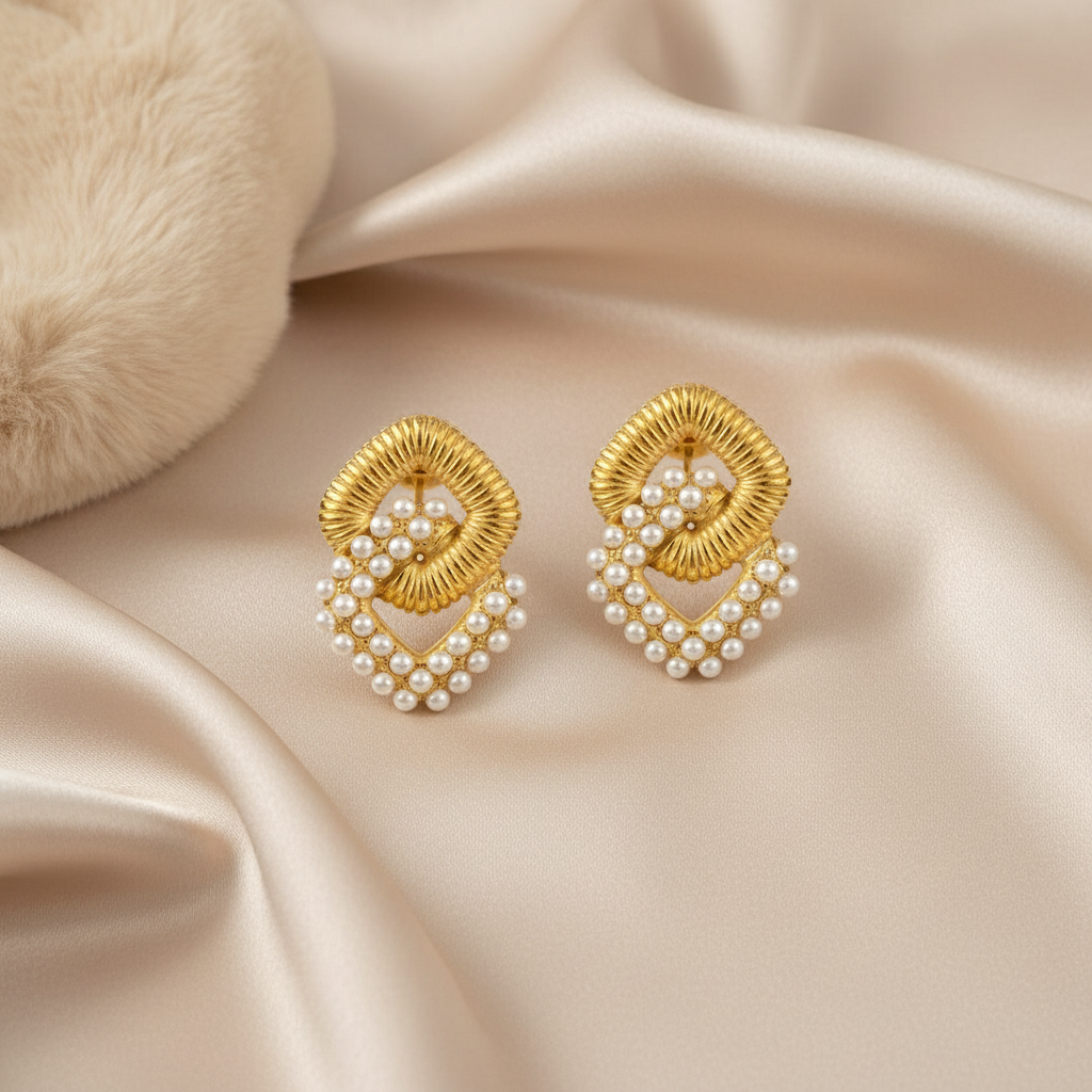 Diamond Set Square Drop Earring