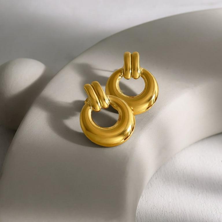 Circular Lines Round Drop Earring