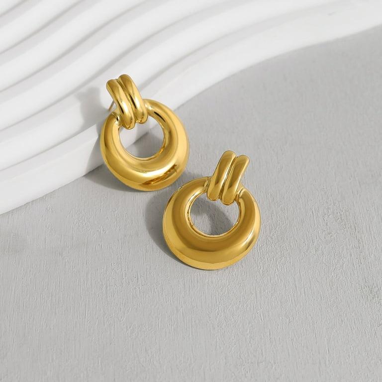 Circular Lines Round Drop Earring