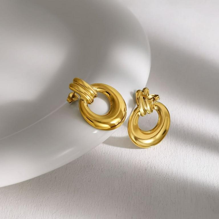 Circular Lines Round Drop Earring