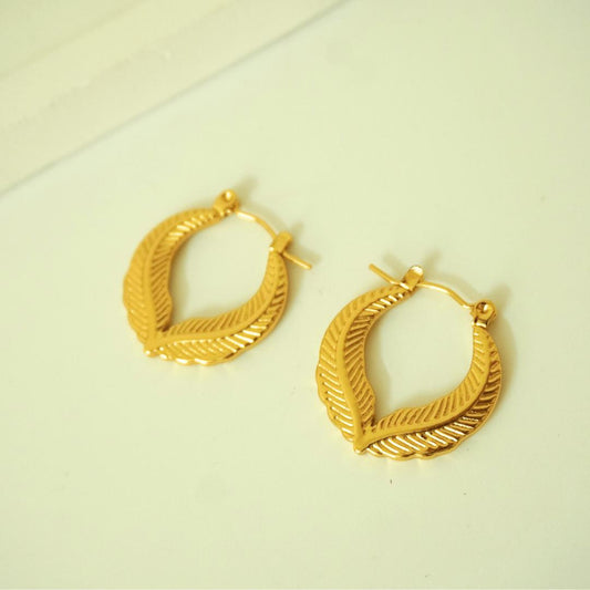 Leaf Pattern Hoop Earring