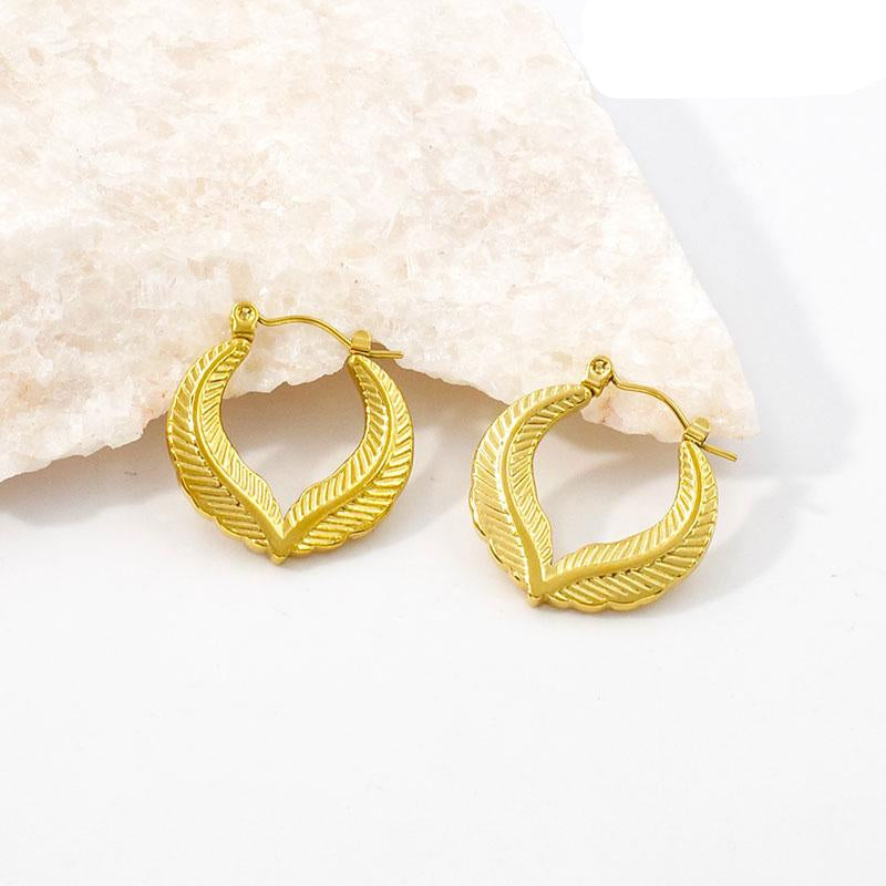 Leaf Pattern Hoop Earring