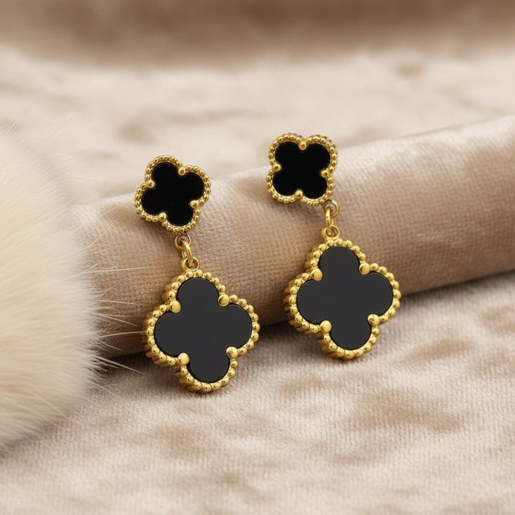 Double Clover Drop Earrings