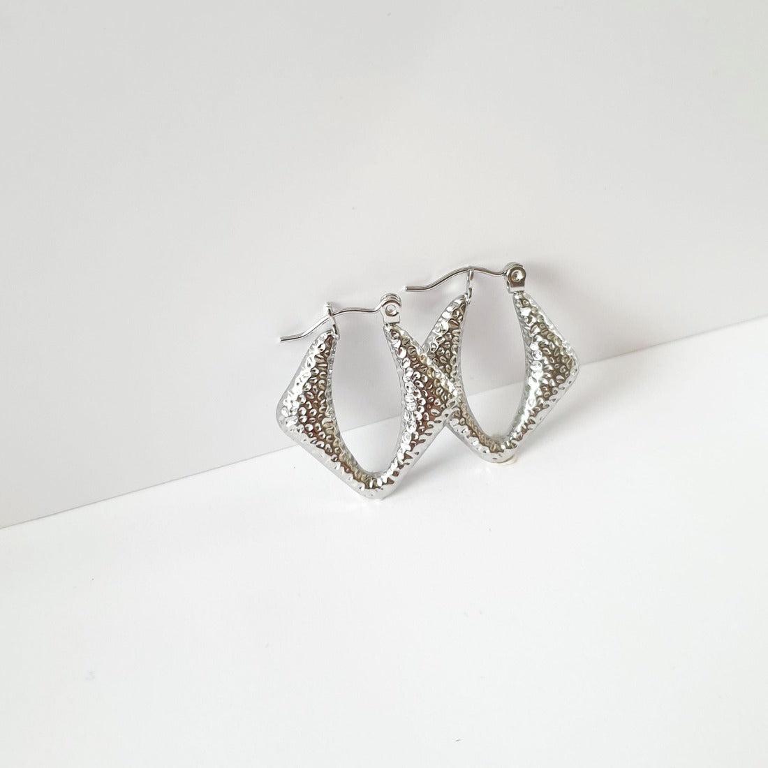 Rhombus Shaped Hoop Earring