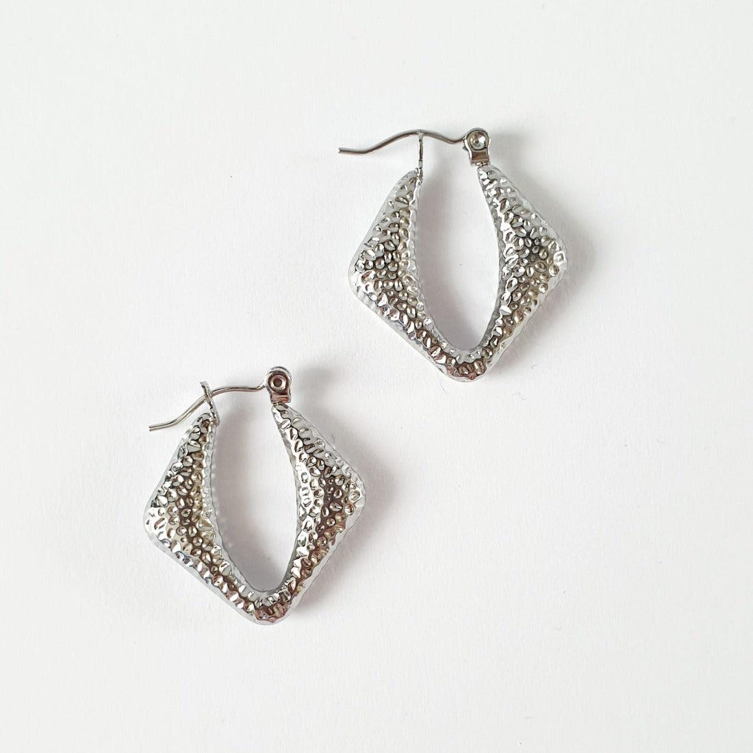 Rhombus Shaped Hoop Earring