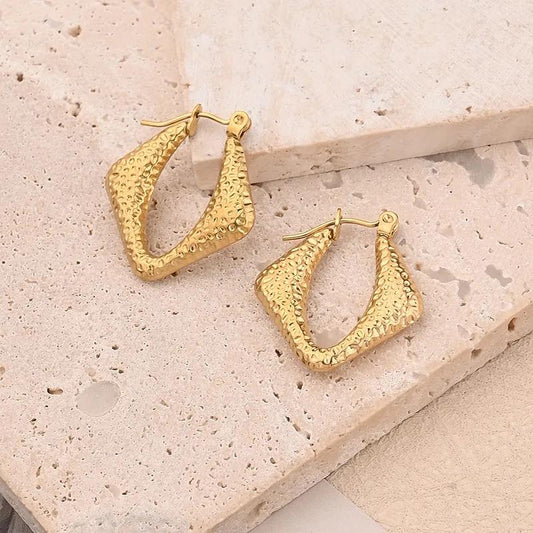 Rhombus Shaped Hoop Earring