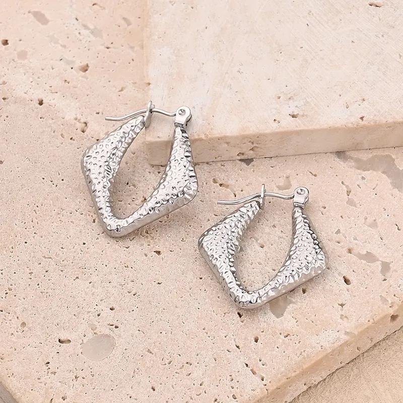 Rhombus Shaped Hoop Earring