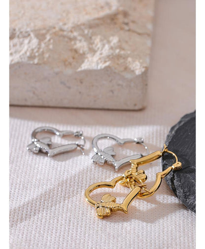 Heart Bee Hoop Earring