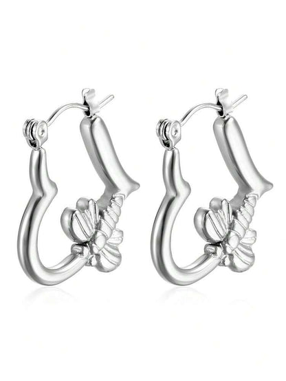 Heart Bee Hoop Earring