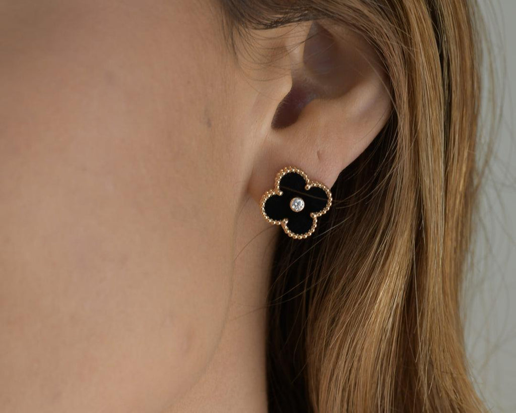 Clover with Diamond Studs