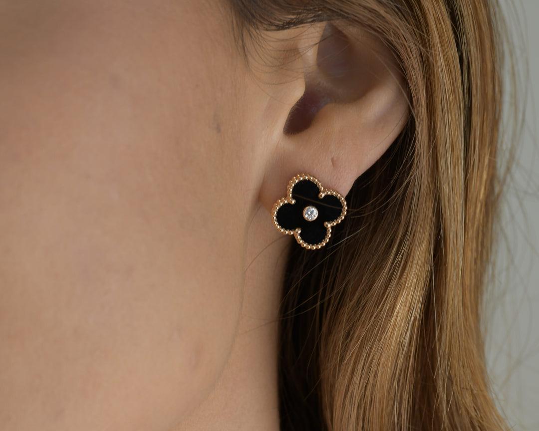 Clover with Diamond Studs