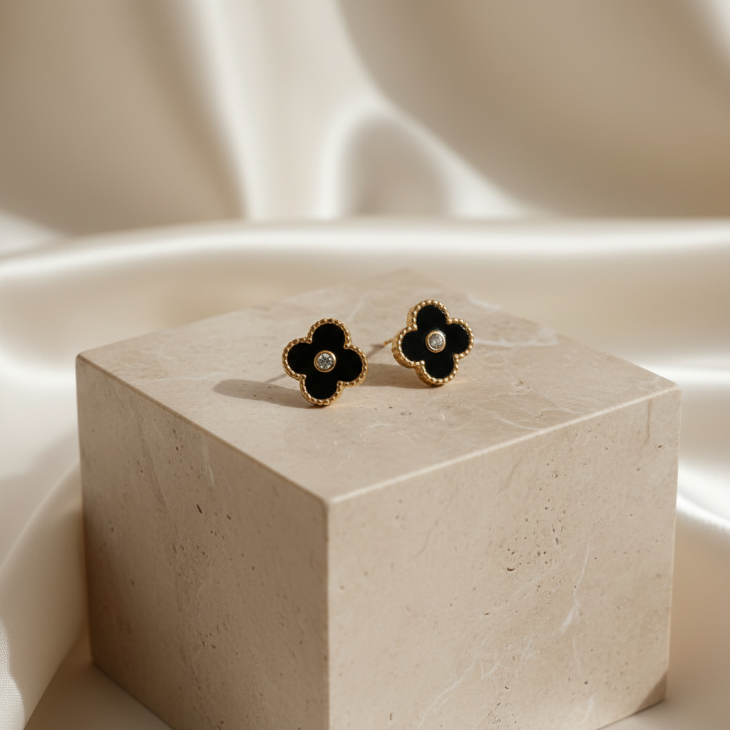 Clover with Diamond Studs