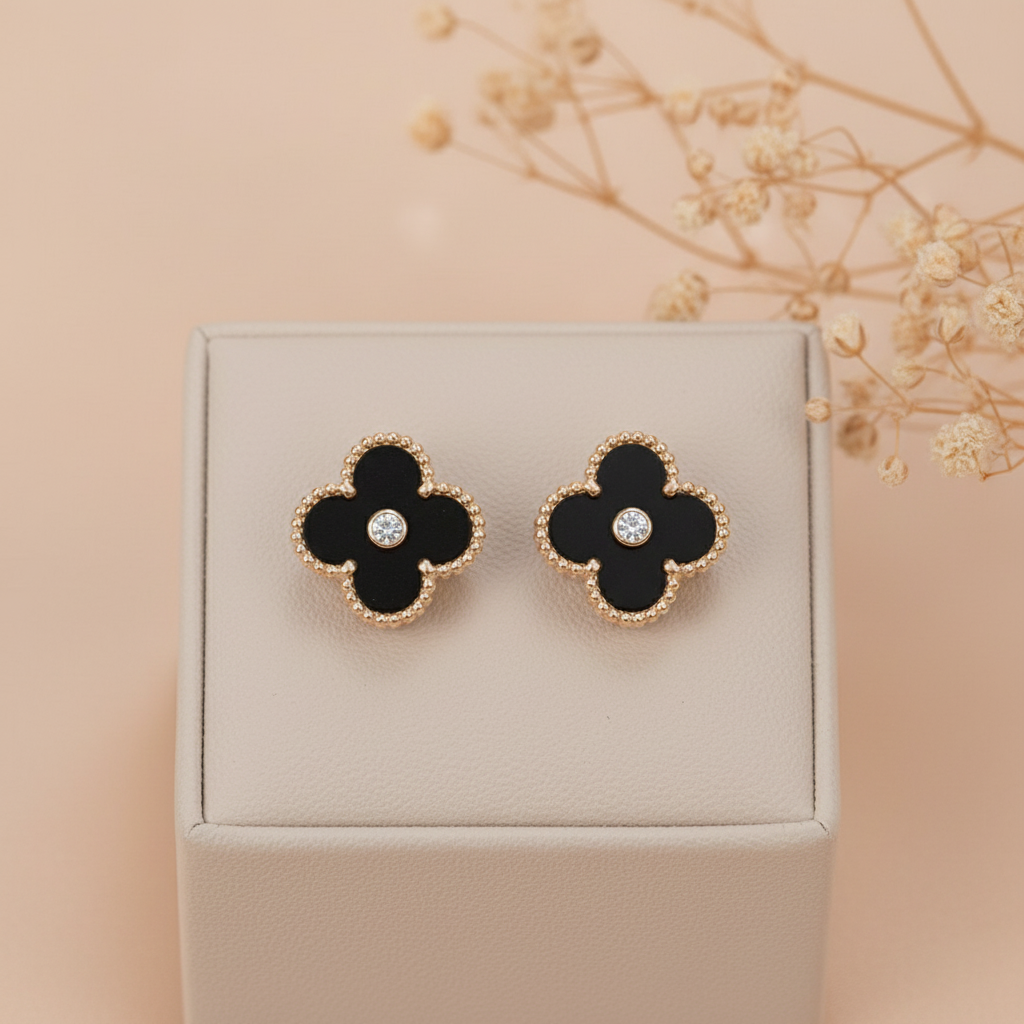 Clover with Diamond Studs