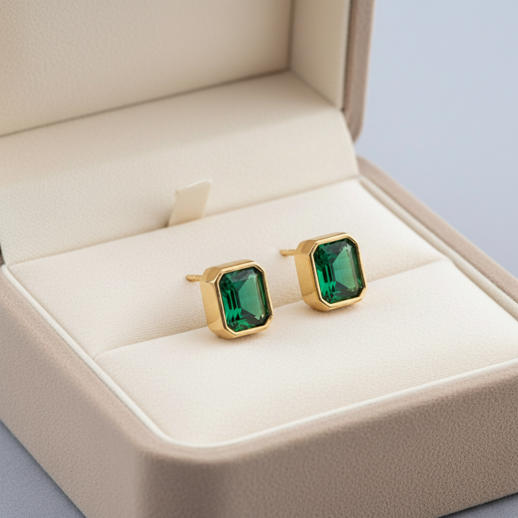 Glam Green Stud Earring