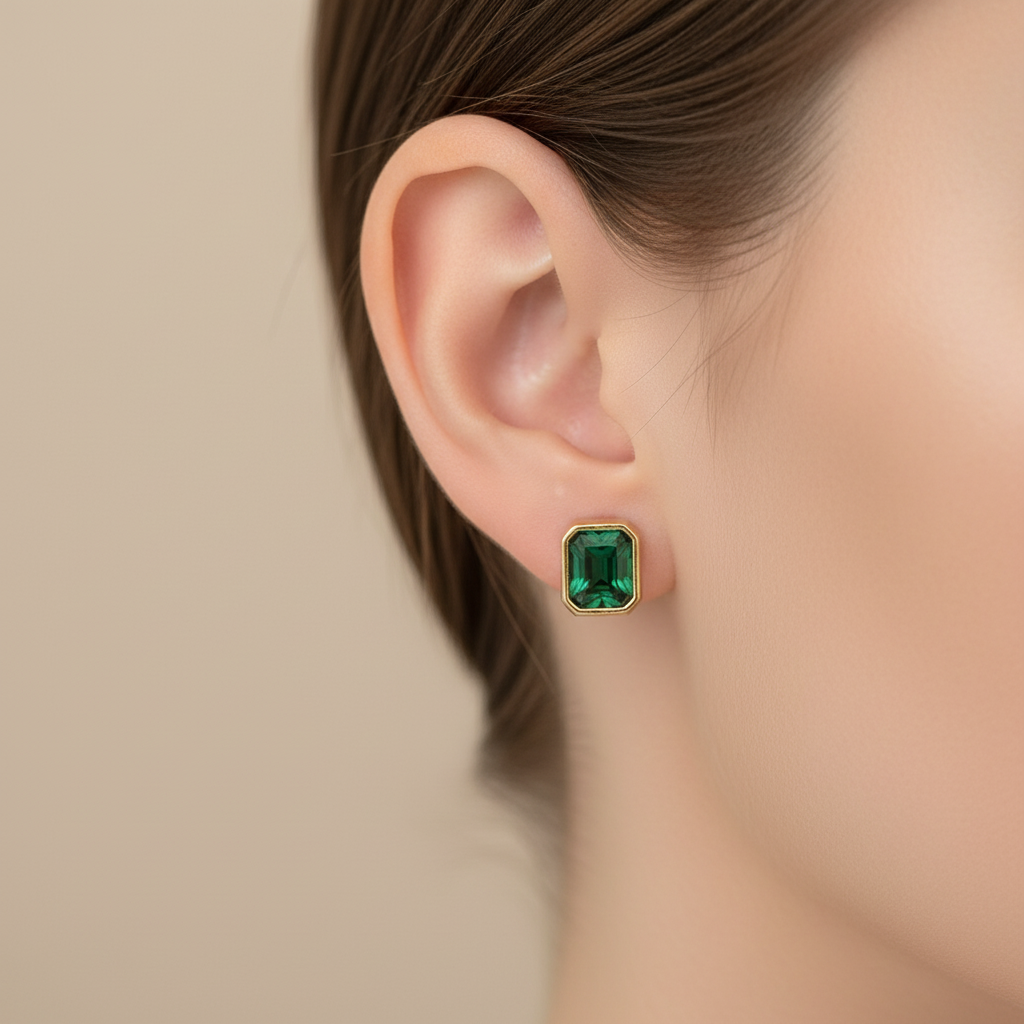 Glam Green Stud Earring