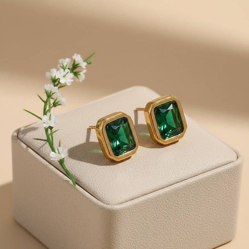 Glam Green Stud Earring