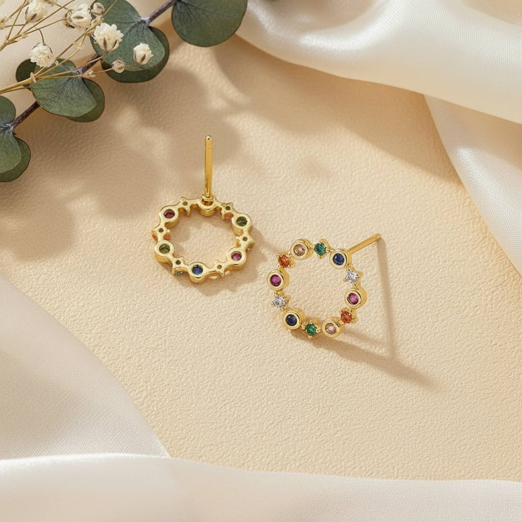 Rainbow Circle Studs
