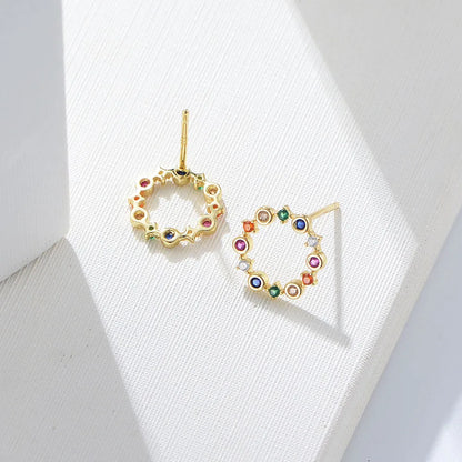 Rainbow Circle Stud Earrings