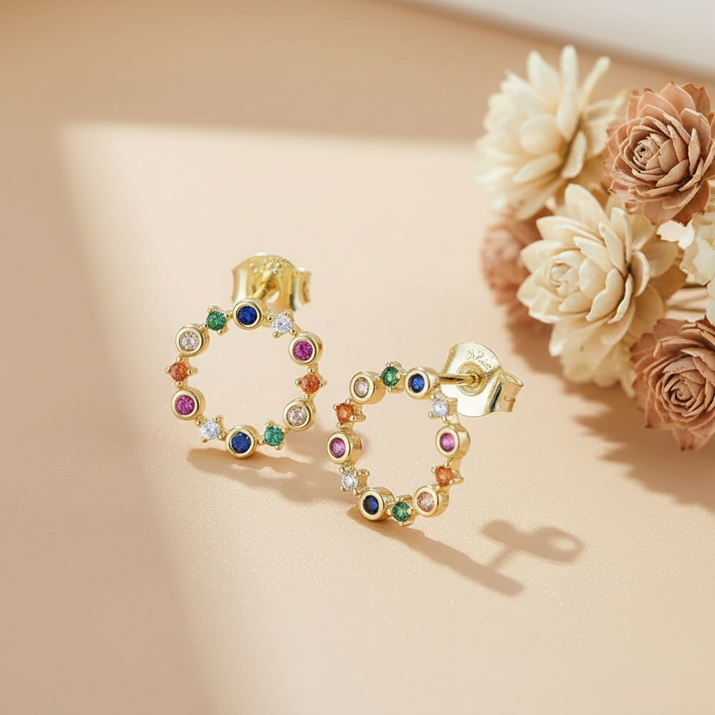 Rainbow Circle Studs