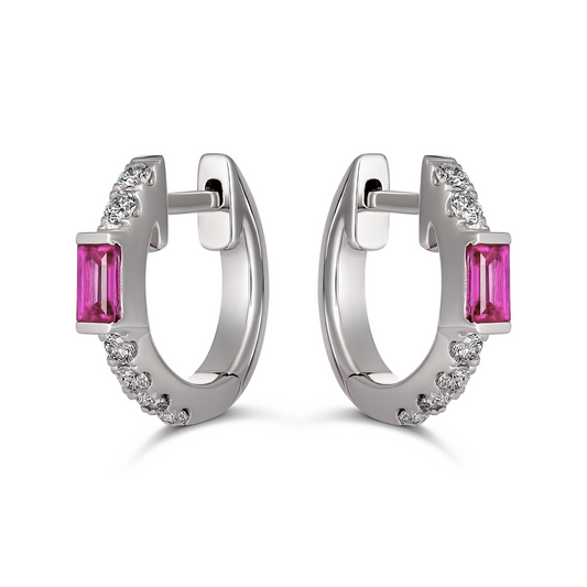 Purple Diamond Huggy Mini Hoop Earrings