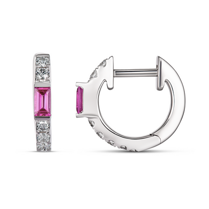 Purple Diamond Huggy Mini Hoop Earrings