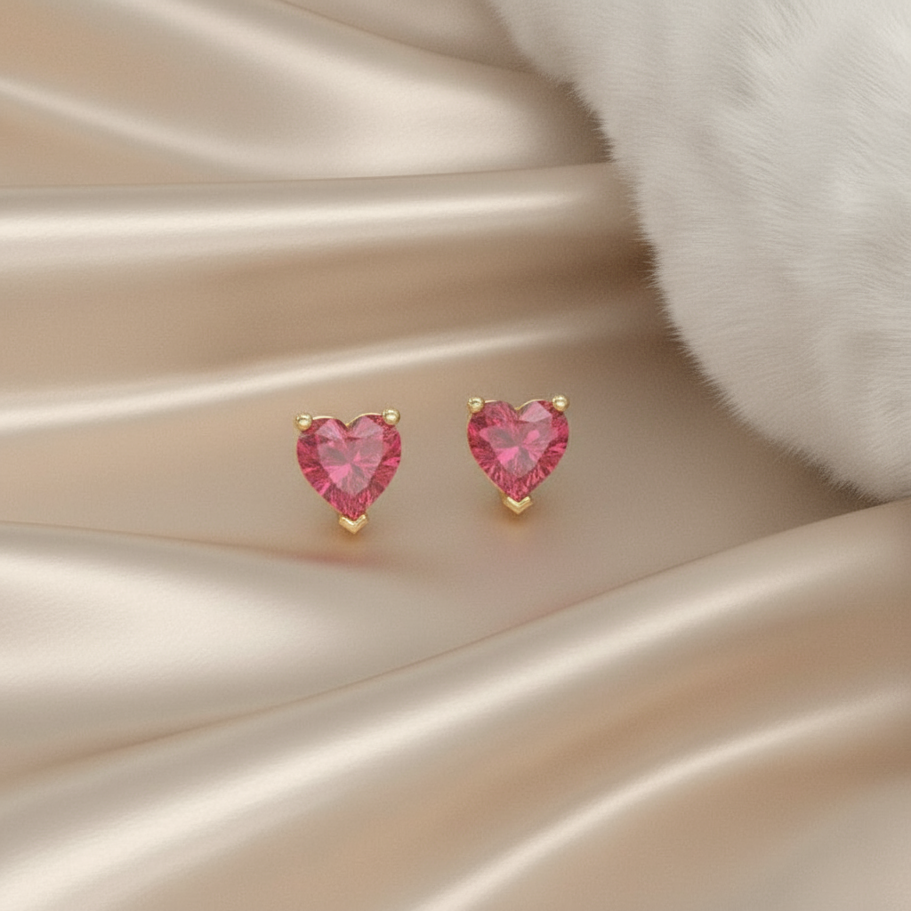 Pink Heart Shape Studs