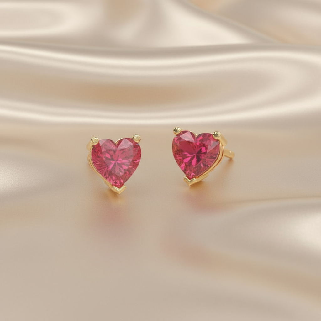 Pink Heart Shape Studs