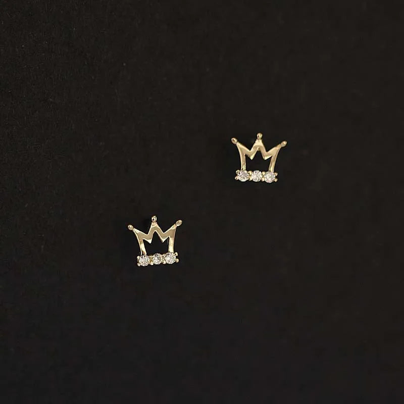 Diamond Crown Stud Earrings