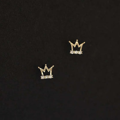 Diamond Crown Stud Earrings