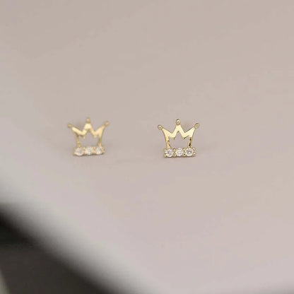 Diamond Crown Stud Earrings