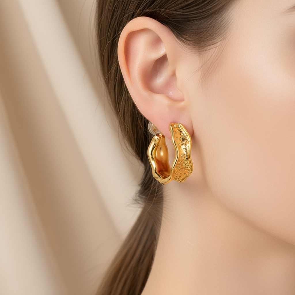 Vintage Textured Huggie Earring