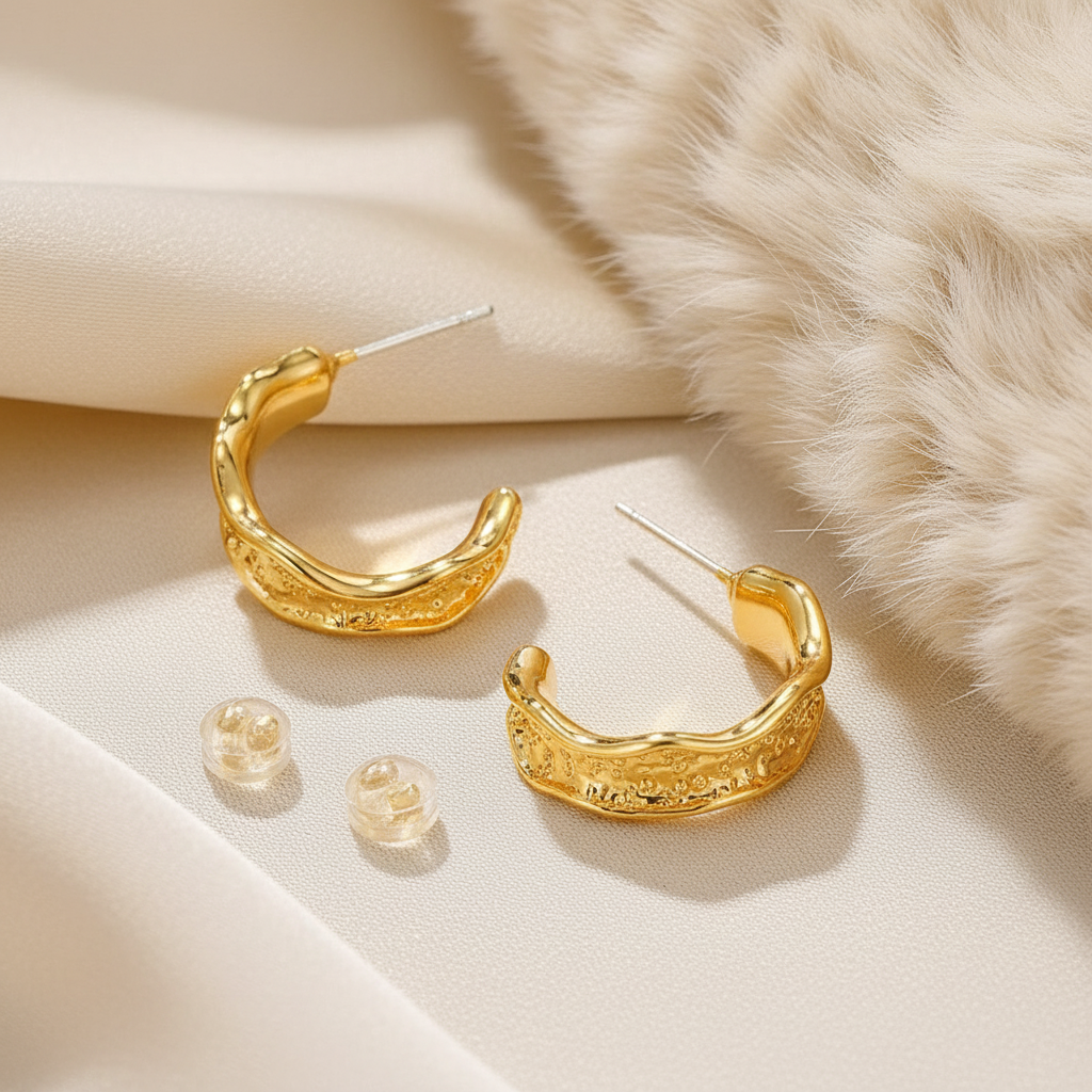 Vintage Textured Huggie Earring