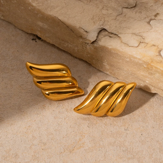 Striped Wave large stud earrings