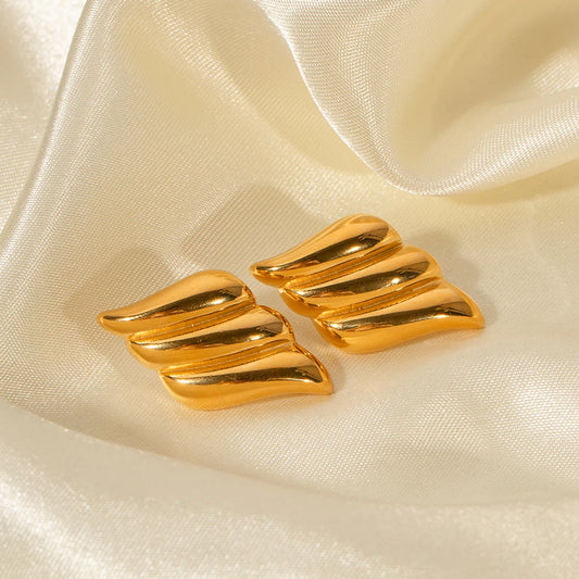 Striped Wave large stud earrings