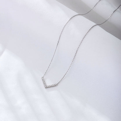 White Zircon V-shaped Pendant Necklace