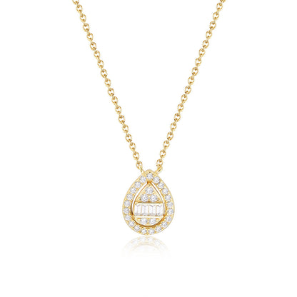 Water-drop Shaped Diamond Pendant Necklace