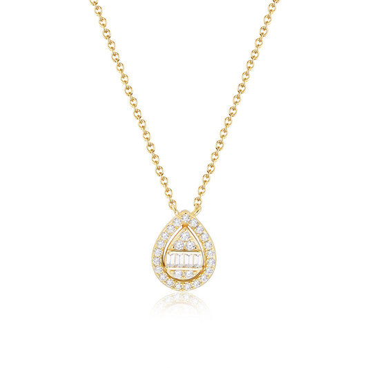 Water-drop Shaped Diamond Pendant Necklace