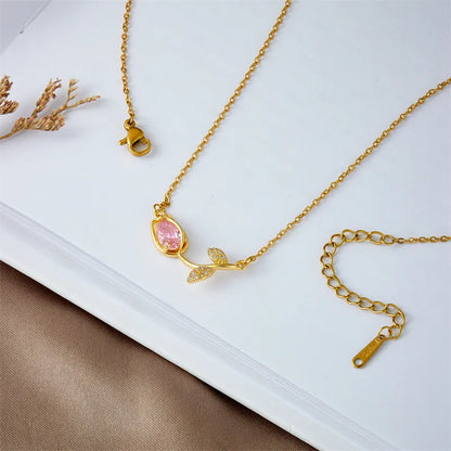 Dainty Tulip Pendant Necklace