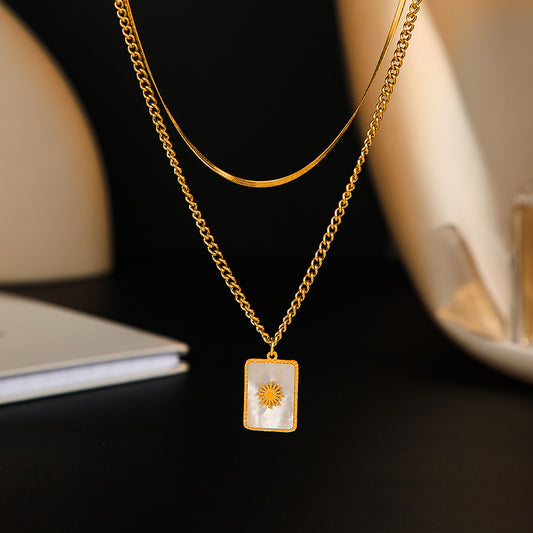 Square Star Pendant Layered Necklace