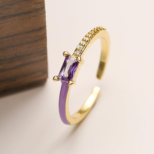 Simple Style Square Gold Plated Open Ring